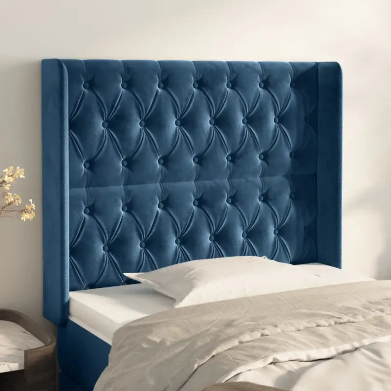 Hoofdborden en voetborden met zachte fluweel levering bevat - Donkerblauw / 93 x 16 x 118/128 cm / 1 - Hoofdborden