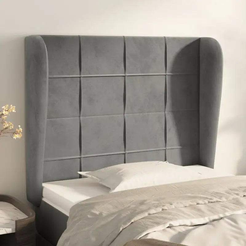 Hoofdborden en voetborden met zachte fluweel levering bevat - Lichtgrijs / 103 x 23 x 118/128 cm / 1 - Hoofdborden