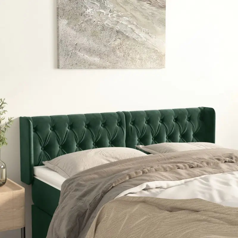 Hoofdborden en voetborden met zachte fluweel levering bevat - Donkergroen / 163 x 16 x 78/88 cm / 1 - Hoofdborden