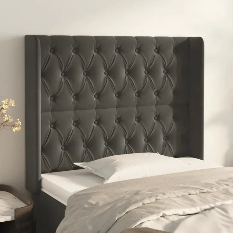Hoofdborden en voetborden met zachte fluweel levering bevat - Donkergrijs / 103 x 16 x 118/128 cm / 1 - Hoofdborden