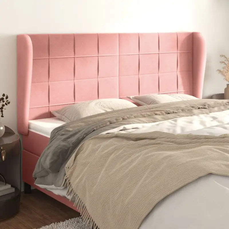 Hoofdborden en voetborden met zachte fluweel levering bevat - Roze / 163 x 23 x 118/128 cm / 1 - Hoofdborden