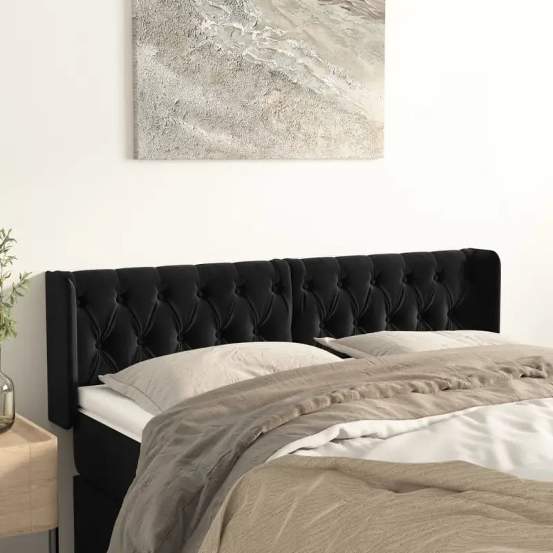 Hoofdborden en voetborden met zachte fluweel levering bevat - Zwart / 147 x 16 x 78/88 cm / 1 - Hoofdborden