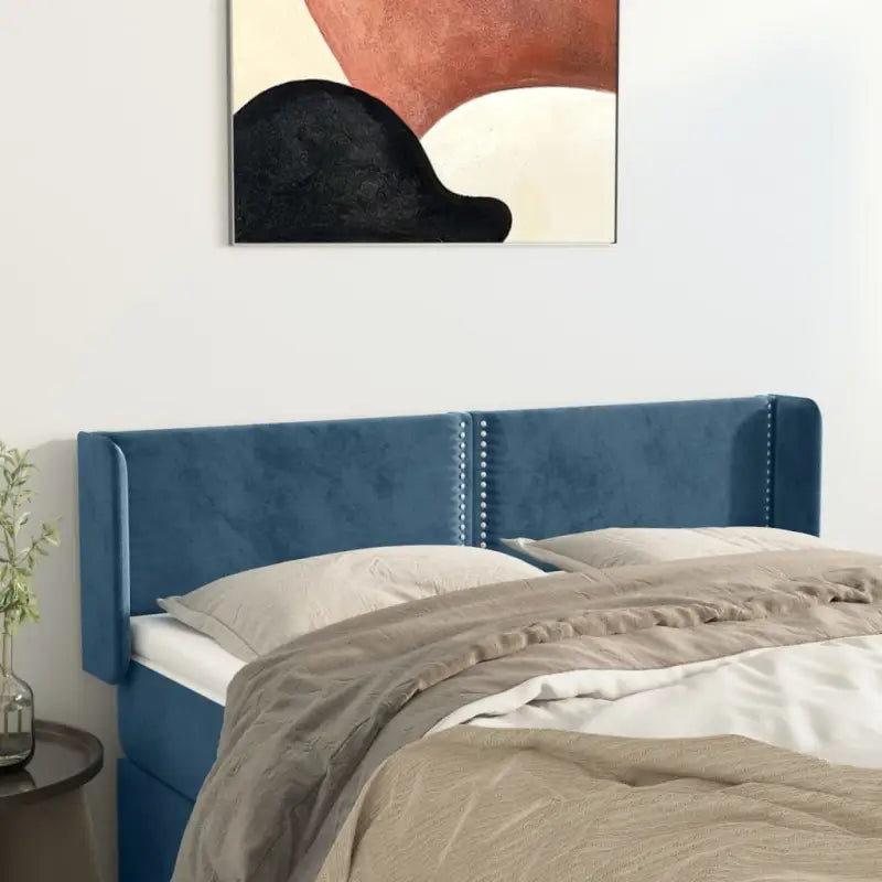 Hoofdborden en voetborden met zachte fluwelen afwerking en levering bevat - Donkerblauw / 147 x 16 x 78/88 cm / 1