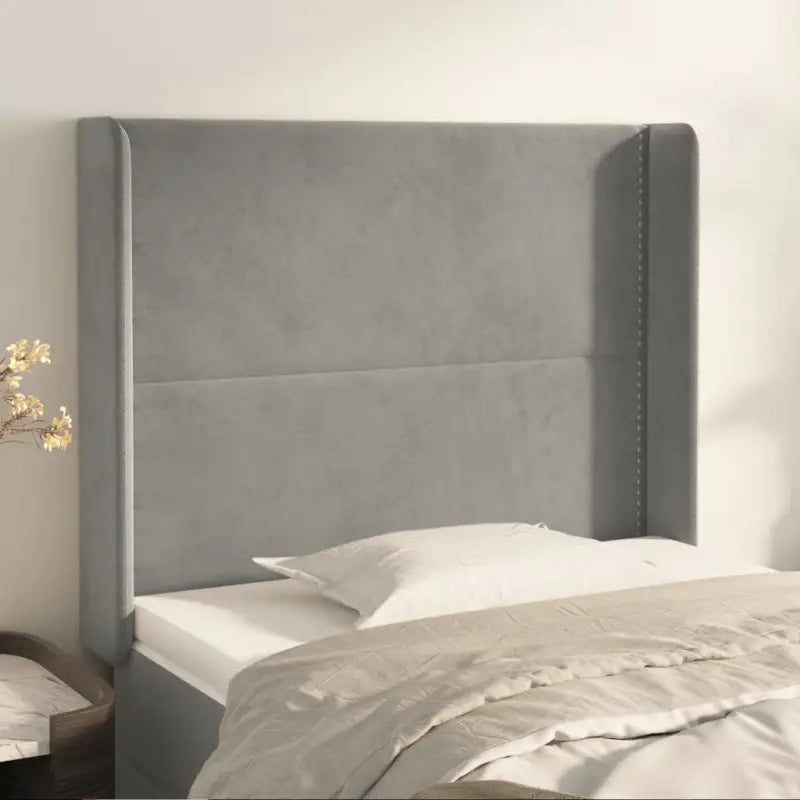 Hoofdborden en voetborden met zachte fluwelen afwerking en levering bevat - Lichtgrijs / 83 x 16 x 118/128 cm / 1
