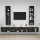 Hoogglans grijs TV-meubel met bewerkt hout voor volop opbergruimte - Hoogglans grijs / 4 - Tv-meubels