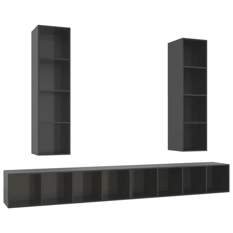 Hoogglans grijs TV-meubel met bewerkt hout voor volop opbergruimte - Tv-meubels