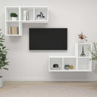 Hoogglans Grijs Tv-Meubelset met Opbergruimte en Wandmontageopties - Wit / 4 - Tv-meubels