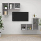Hoogglans Grijs Tv-Meubelset met Opbergruimte en Wandmontageopties - Betongrijs / 4 - Tv-meubels
