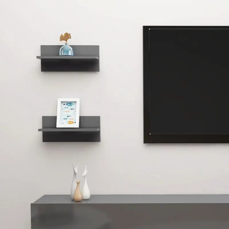 Hoogglans Grijs Wandplank voor Tv boeken en decoratie - Hoogglans grijs / 2 / 1 - Wandplanken