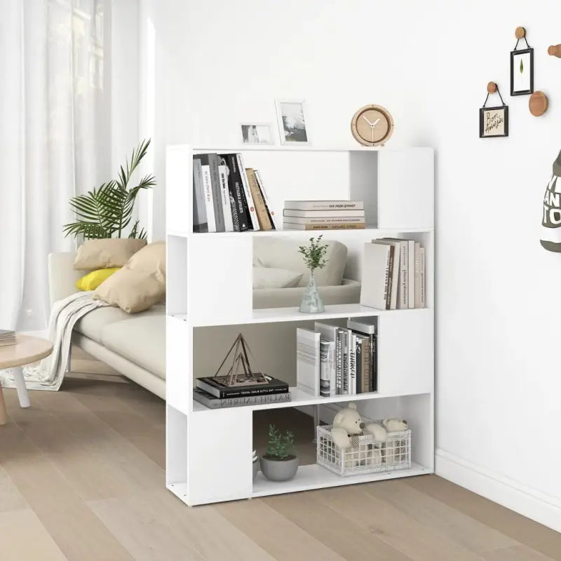 Hoogglans wit Boekenkast bewerkt hout met strak ontwerp - Wit / 1 / 100 x 24 x 124 cm - Boekenkasten