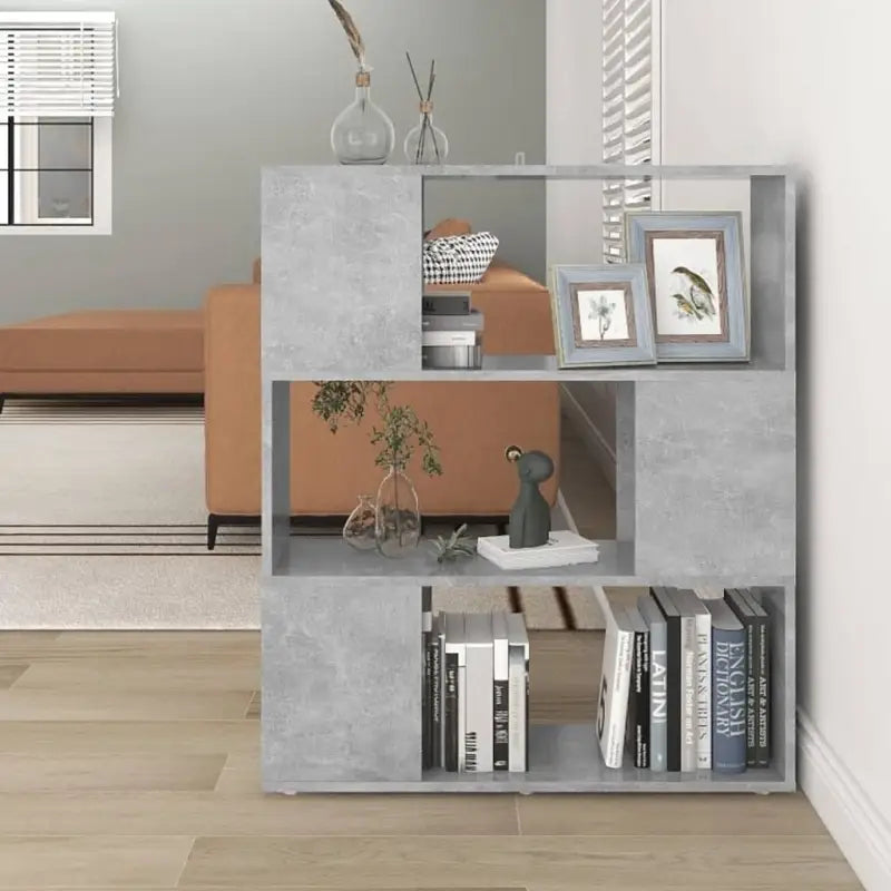 Hoogglans wit Boekenkast bewerkt hout met strak ontwerp - Betongrijs / 1 / 80 x 24 x 94 cm - Boekenkasten