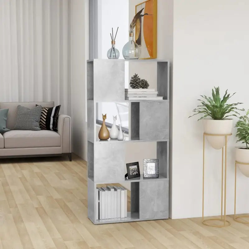 Hoogglans wit Boekenkast bewerkt hout met strak ontwerp - Betongrijs / 1 / 60 x 24 x 124.5 cm - Boekenkasten