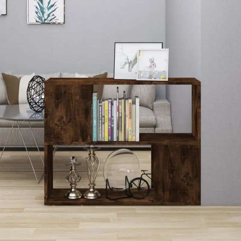 Hoogglans wit Boekenkast bewerkt hout met strak ontwerp - Gerookt eiken / 1 / 80 x 24 x 63 cm - Boekenkasten