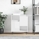 Hoogglans wit dressoir met bewerkt hout en ijzeren poten - Hoogglans wit / 1 - Dressoirs & buffetkasten