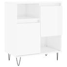 Hoogglans wit dressoir met bewerkt hout en ijzeren poten - Dressoirs & buffetkasten