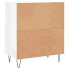 Hoogglans wit dressoir met bewerkt hout en ijzeren poten - Dressoirs & buffetkasten