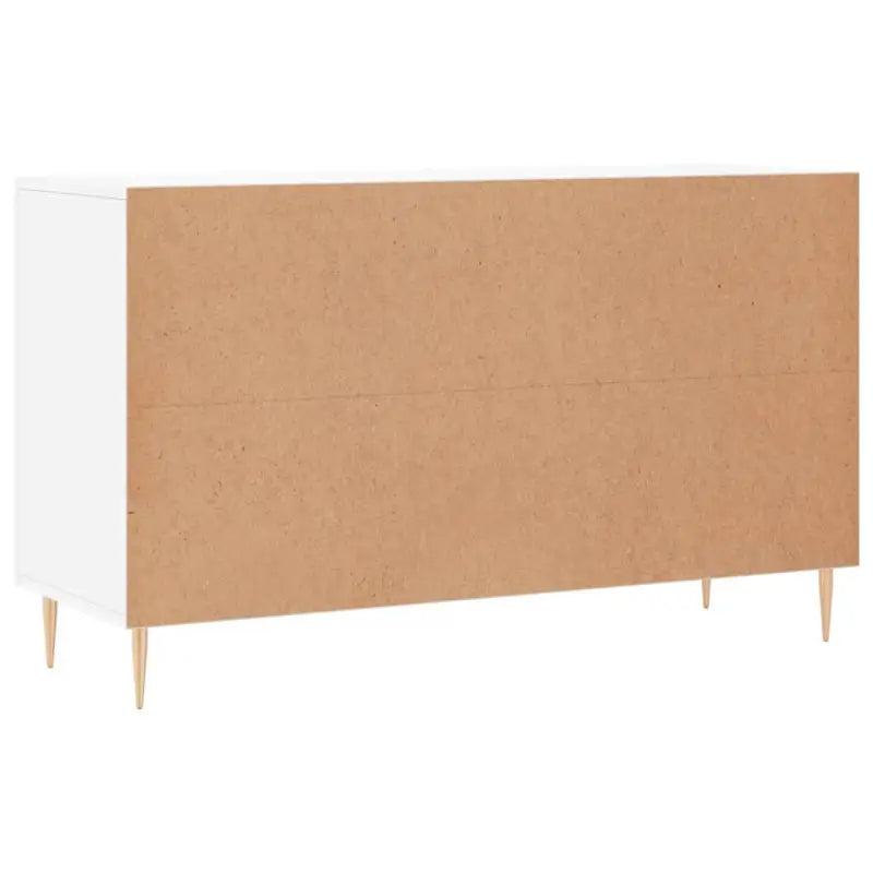 Hoogglans wit dressoir met bewerkt hout en metalen poten - Dressoirs & buffetkasten