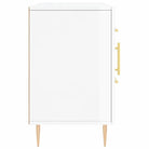 Hoogglans wit dressoir met bewerkt hout en metalen poten - Dressoirs & buffetkasten