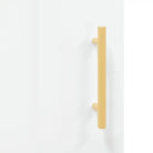Hoogglans wit dressoir met bewerkt hout en metalen poten - Dressoirs & buffetkasten
