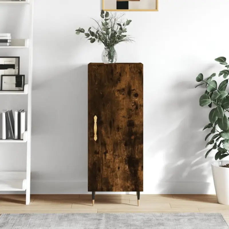 Hoogglans wit dressoir met bewerkt hout en metalen poten - Gerookt eiken / 1 - Dressoirs & buffetkasten