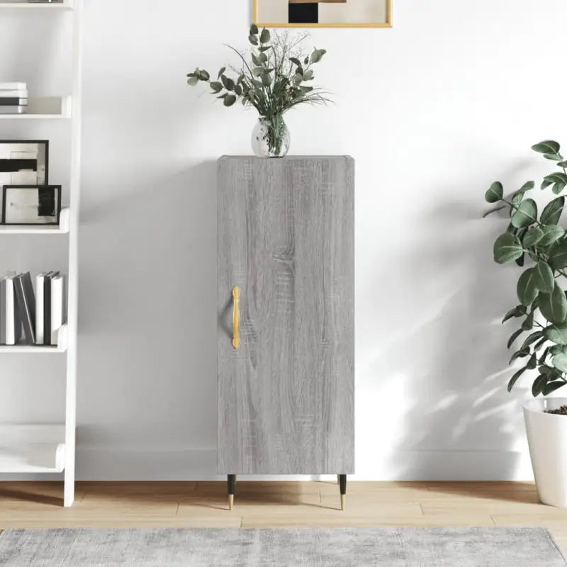 Hoogglans wit dressoir met bewerkt hout en metalen poten - Grijs sonoma / 1 - Dressoirs & buffetkasten