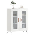 Hoogglans wit dressoir met glas en bewerkt hout voor een tijdloze uitstraling - Dressoirs & buffetkasten
