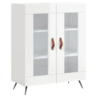 Hoogglans wit dressoir met glas en bewerkt hout voor een tijdloze uitstraling - Dressoirs & buffetkasten