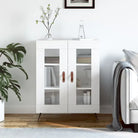 Hoogglans wit dressoir met glas en bewerkt hout voor een tijdloze uitstraling - Wit / 1 - Dressoirs & buffetkasten