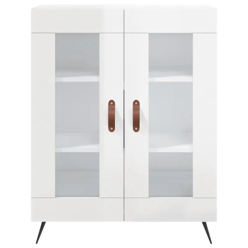 Hoogglans wit dressoir met glas en bewerkt hout voor een tijdloze uitstraling - Dressoirs & buffetkasten