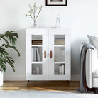 Hoogglans wit dressoir met glas en bewerkt hout voor een tijdloze uitstraling - Dressoirs & buffetkasten