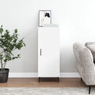 Hoogglans wit dressoir met metalen poten en bewerkt hout - Wit / 1 - Dressoirs & buffetkasten