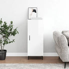 Hoogglans wit dressoir met metalen poten en bewerkt hout - Hoogglans wit / 1 - Dressoirs & buffetkasten