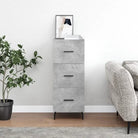 Hoogglans wit dressoir met metalen poten en bewerkt hout - Betongrijs / 1 - Dressoirs & buffetkasten