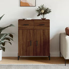 Hoogglans wit dressoir met metalen poten en bewerkt hout - Bruineiken / 1 - Dressoirs & buffetkasten