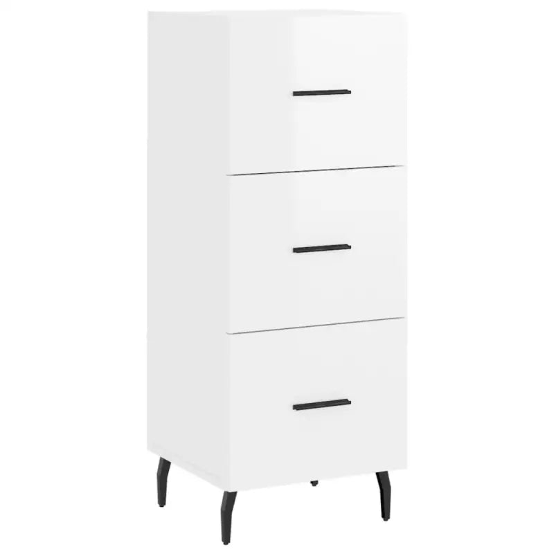Hoogglans wit dressoir met metalen poten en bewerkt hout - Dressoirs & buffetkasten