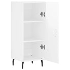 Hoogglans wit dressoir met metalen poten en bewerkt hout - Dressoirs & buffetkasten