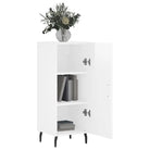 Hoogglans wit dressoir met metalen poten en bewerkt hout - Dressoirs & buffetkasten