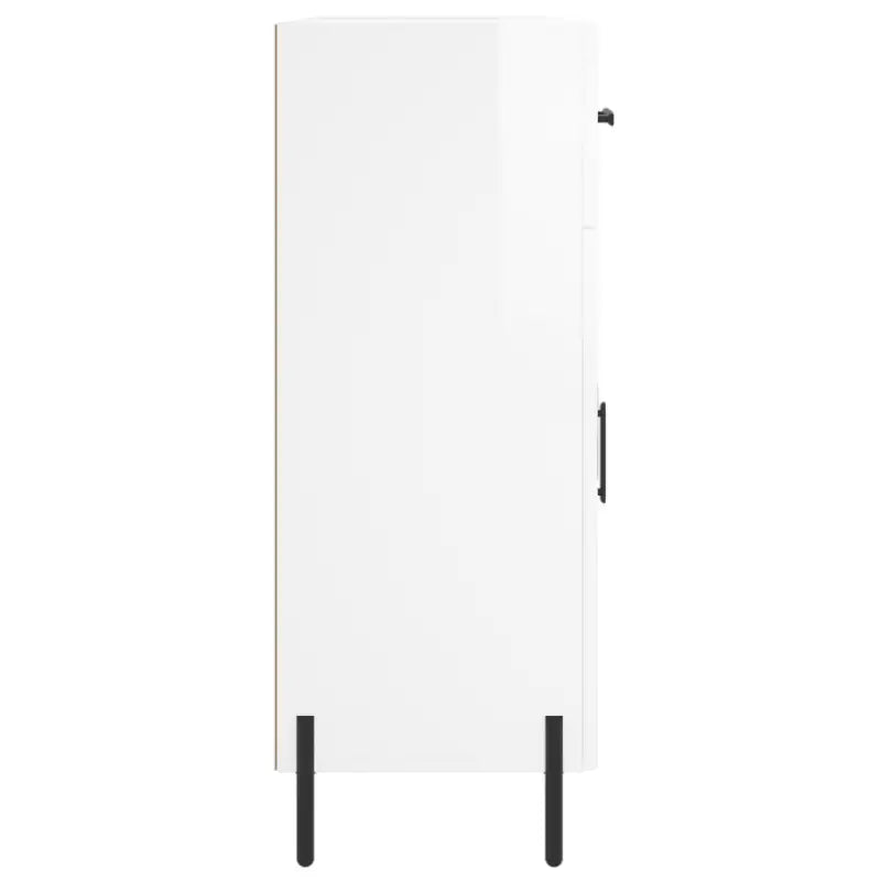 Hoogglans wit dressoir met metalen poten en bewerkt hout - Dressoirs & buffetkasten