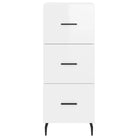 Hoogglans wit dressoir met metalen poten en bewerkt hout - Dressoirs & buffetkasten