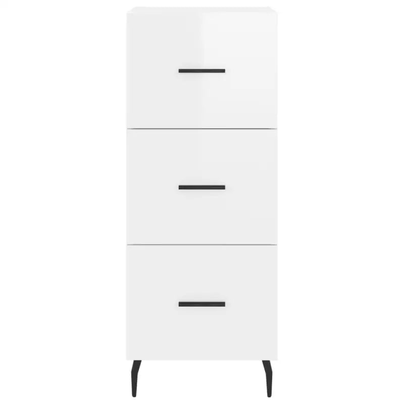 Hoogglans wit dressoir met metalen poten en bewerkt hout - Dressoirs & buffetkasten