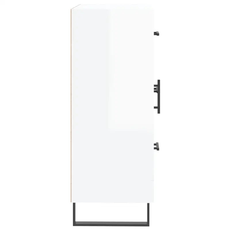 Hoogglans wit dressoir met metalen poten en bewerkt hout - Dressoirs & buffetkasten