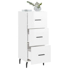 Hoogglans wit dressoir met metalen poten en bewerkt hout - Dressoirs & buffetkasten