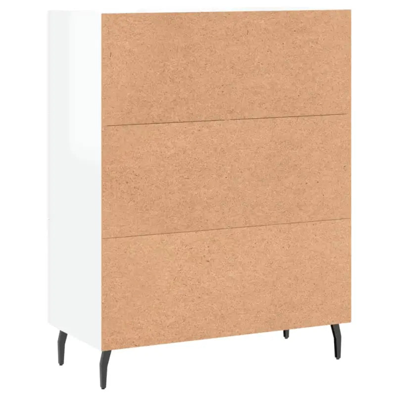 Hoogglans wit dressoir met metalen poten en bewerkt hout - Dressoirs & buffetkasten