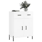 Hoogglans wit dressoir met metalen poten en bewerkt hout - Dressoirs & buffetkasten