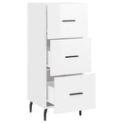 Hoogglans wit dressoir met metalen poten en bewerkt hout - Dressoirs & buffetkasten