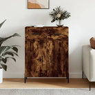 Hoogglans wit dressoir met metalen poten en bewerkt hout - Gerookt eiken / 1 - Dressoirs & buffetkasten
