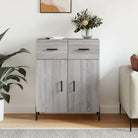 Hoogglans wit dressoir met metalen poten en bewerkt hout - Grijs sonoma / 1 - Dressoirs & buffetkasten