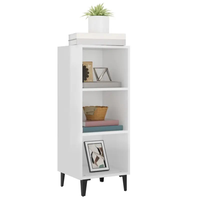 Hoogglans wit dressoir van bewerkt hout met metalen poten - Dressoirs & buffetkasten