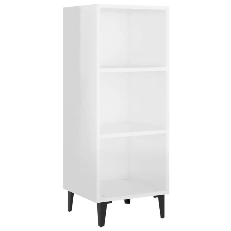Hoogglans wit dressoir van bewerkt hout met metalen poten - Dressoirs & buffetkasten
