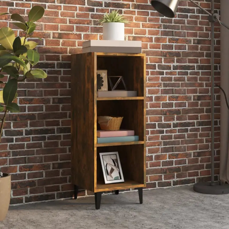 Hoogglans wit dressoir van bewerkt hout met metalen poten - Gerookt eiken / 1 - Dressoirs & buffetkasten